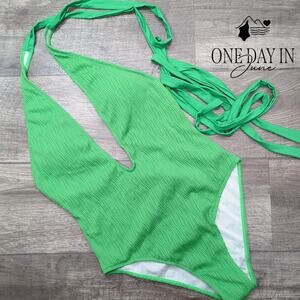Zaful Deep V Tie Wrap One Piece Swimsuit Size L